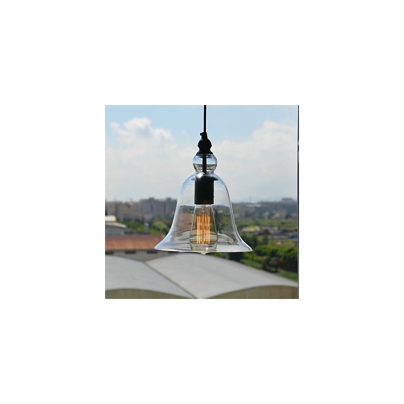 Lampada a sospensione mini ciotola vintage classica tradizionale in vetro trasparente