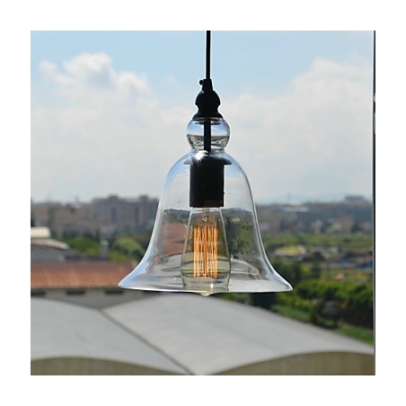Lampada a sospensione mini ciotola vintage classica tradizionale in vetro trasparente