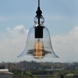 Lampada a sospensione mini ciotola vintage classica tradizionale in vetro trasparente