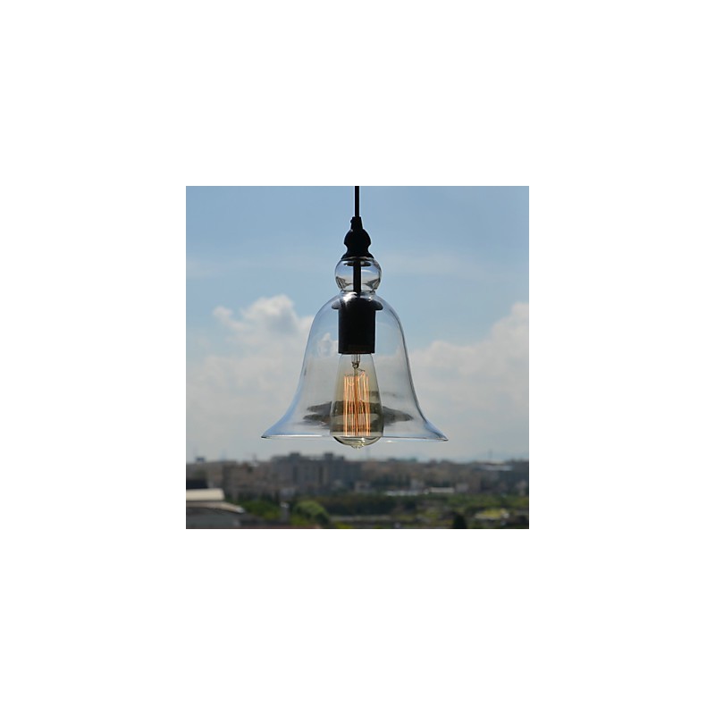 Lampada a sospensione mini ciotola vintage classica tradizionale in vetro trasparente