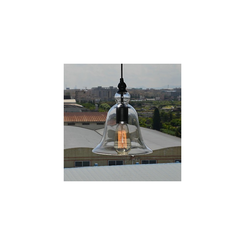 Lampada a sospensione mini ciotola vintage classica tradizionale in vetro trasparente