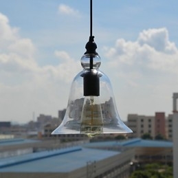 Lampada a sospensione mini ciotola vintage classica tradizionale in vetro trasparente