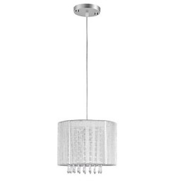 Lampadario a sospensione in cristallo argentato