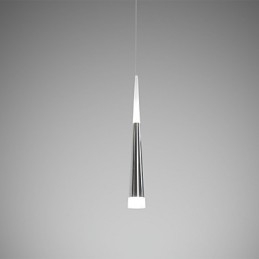 Lampada a sospensione LED moderna in metallo argentato con paralume in acrilico bianco