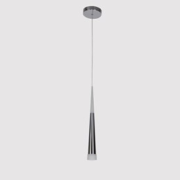 Lampada a sospensione LED moderna in metallo argentato con paralume in acrilico bianco