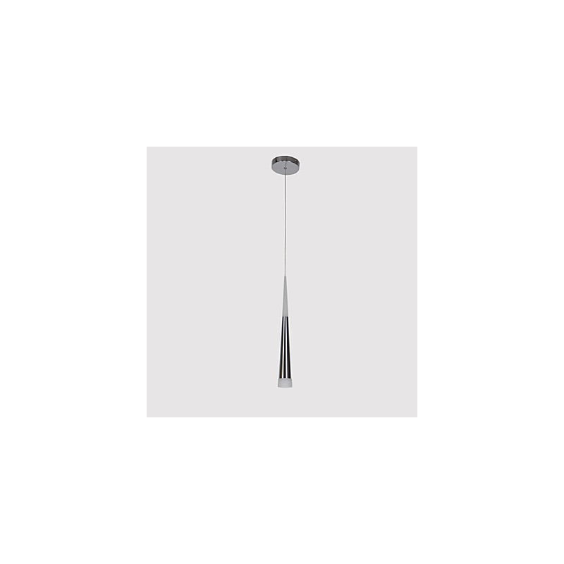 Lampada a sospensione LED moderna in metallo argentato con paralume in acrilico bianco