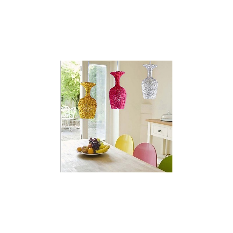 Lampadario a sospensione in alluminio intrecciato a 3 teste a forma di mela multicolore rosa argento