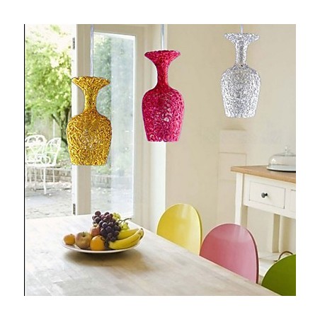 Lampadario a sospensione in alluminio intrecciato a 3 teste a forma di mela multicolore rosa argento