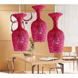 Lampadario a sospensione in alluminio intrecciato a 3 teste a forma di mela multicolore rosa argento