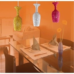 Lampadario a sospensione in alluminio intrecciato a 3 teste a forma di mela multicolore rosa argento