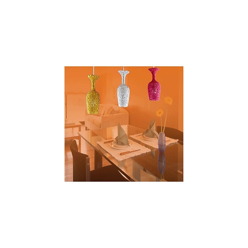 Lampadario a sospensione in alluminio intrecciato a 3 teste a forma di mela multicolore rosa argento