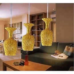 Lampadario a sospensione in alluminio intrecciato a 3 teste a forma di mela multicolore rosa argento