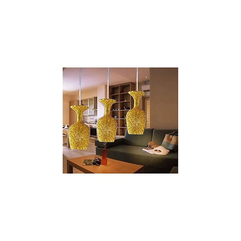 Lampadario a sospensione in alluminio intrecciato a 3 teste a forma di mela multicolore rosa argento