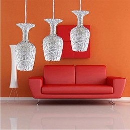 Lampadario a sospensione in alluminio intrecciato a 3 teste a forma di mela multicolore rosa argento