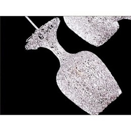 Lampadario a sospensione in alluminio intrecciato a 3 teste a forma di mela multicolore rosa argento