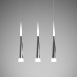 Lampada a sospensione LED moderna in metallo argentato con paralume bianco, catena regolabile 80 cm