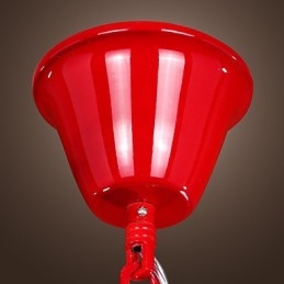Lampadario moderno contemporaneo in metallo cromato e cristallo rosso