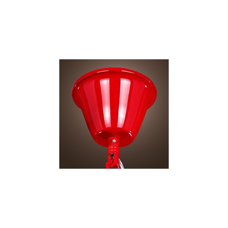 Lampadario moderno contemporaneo in metallo cromato e cristallo rosso