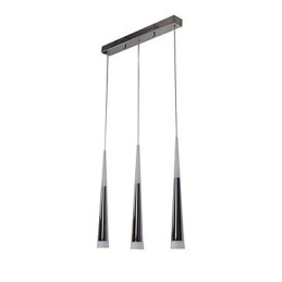 Lampada a sospensione LED moderna in metallo argentato con paralume bianco, catena regolabile 80 cm
