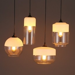 Lampadario a sospensione in ferro battuto e vetro Nordic Creative Stair Shop