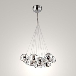 Lampada a sospensione globo moderna in metallo cromato, 60 cm, G4