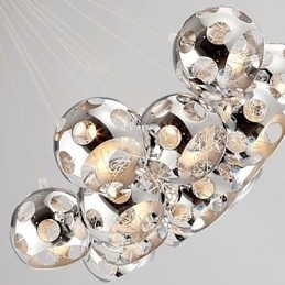 Lampada a sospensione globo moderna in metallo cromato, 60 cm, G4