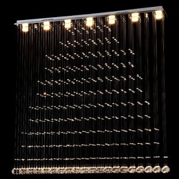 Lampada a sospensione in cristallo K9 argento con cavo regolabile, GU10 3 W, 150 cm