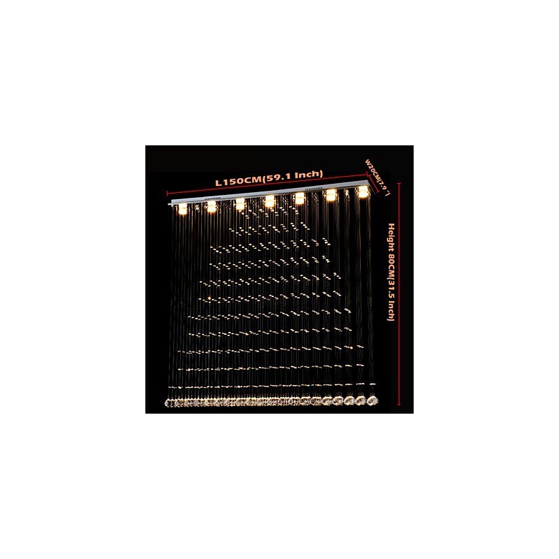 Lampada a sospensione in cristallo K9 argento con cavo regolabile, GU10 3 W, 150 cm
