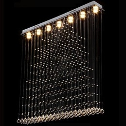 Lampada a sospensione in cristallo K9 argento con cavo regolabile, GU10 3 W, 150 cm