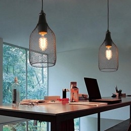Lampada a sospensione mini in metallo nero stile rustico country retrò Lodge