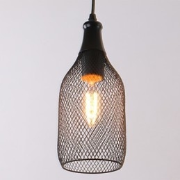 Lampada a sospensione mini in metallo nero stile rustico country retrò Lodge