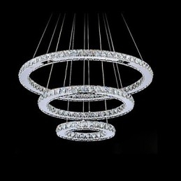Lampada a sospensione in cristallo argento a 3 livelli con LED integrato