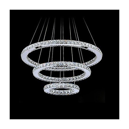 Lampada a sospensione in cristallo argento a 3 livelli con LED integrato