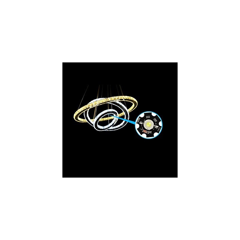 Lampada a sospensione in cristallo argento a 3 livelli con LED integrato