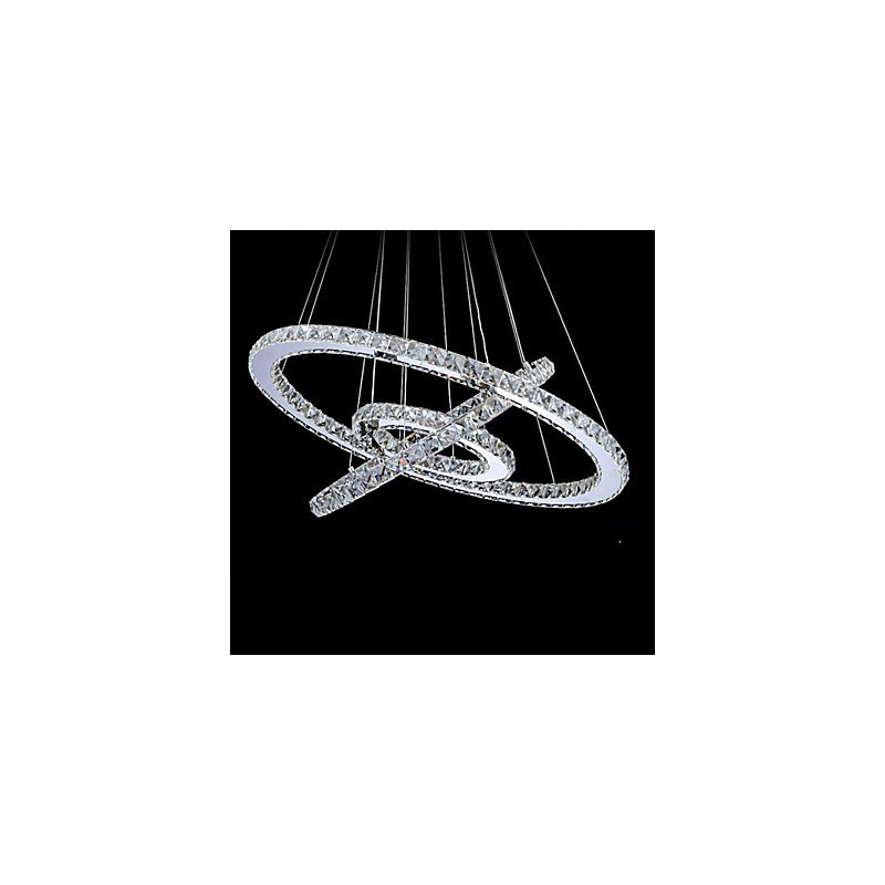 Lampada a sospensione in cristallo argento a 3 livelli con LED integrato