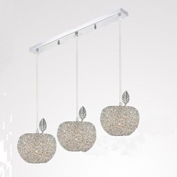 Lampadario a sospensione in alluminio intrecciato Apple a 3 luci