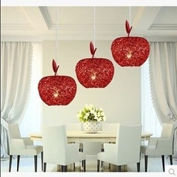 Lampadario a sospensione in alluminio intrecciato Apple a 3 luci