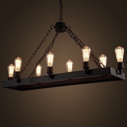 Lampadario industriale retrò stile rustico nero 1 lampadina E26/E27 104 cm