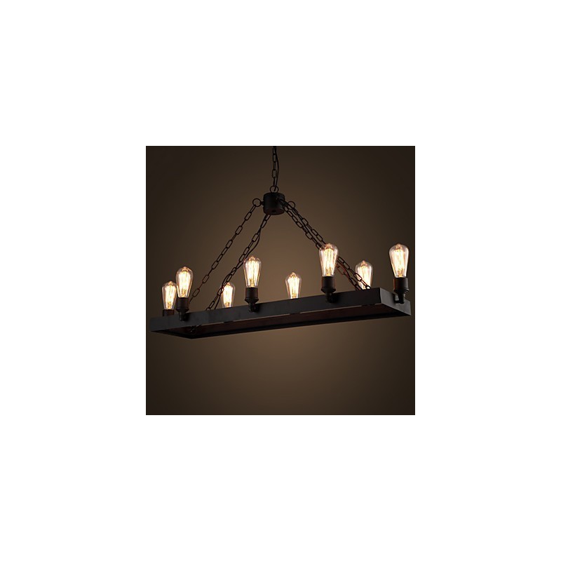 Lampadario industriale retrò stile rustico nero 1 lampadina E26/E27 104 cm