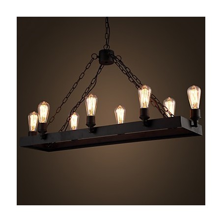 Lampadario industriale retrò stile rustico nero 1 lampadina E26/E27 104 cm