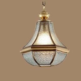 Lampada a sospensione stile country americano piccola, rame, vetro singolo