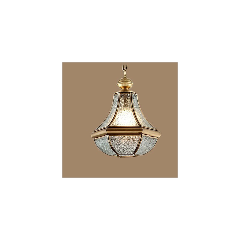 Lampada a sospensione stile country americano piccola, rame, vetro singolo