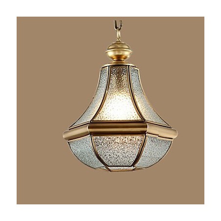 Lampada a sospensione stile country americano piccola, rame, vetro singolo