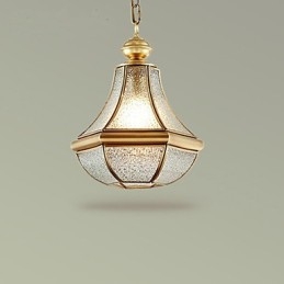 Lampada a sospensione stile country americano piccola, rame, vetro singolo