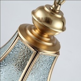 Lampada a sospensione stile country americano piccola, rame, vetro singolo