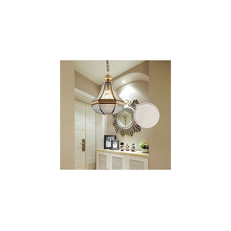Lampada a sospensione stile country americano piccola, rame, vetro singolo