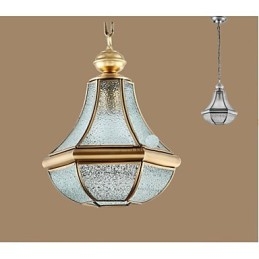 Lampada a sospensione stile country americano piccola, rame, vetro singolo