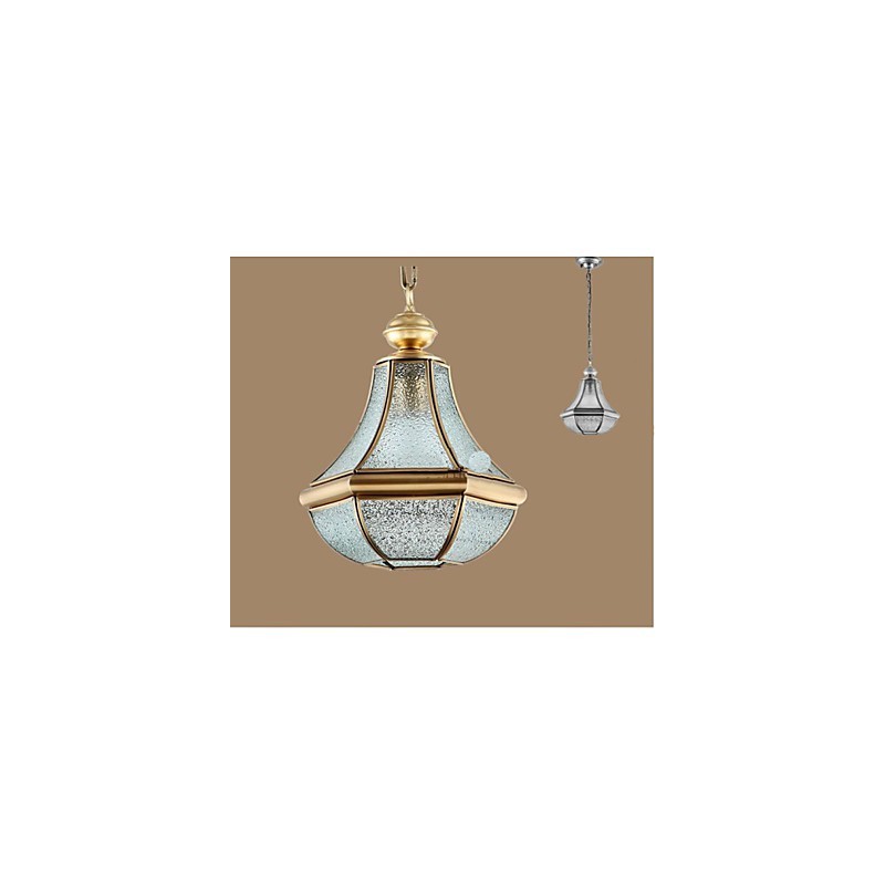 Lampada a sospensione stile country americano piccola, rame, vetro singolo