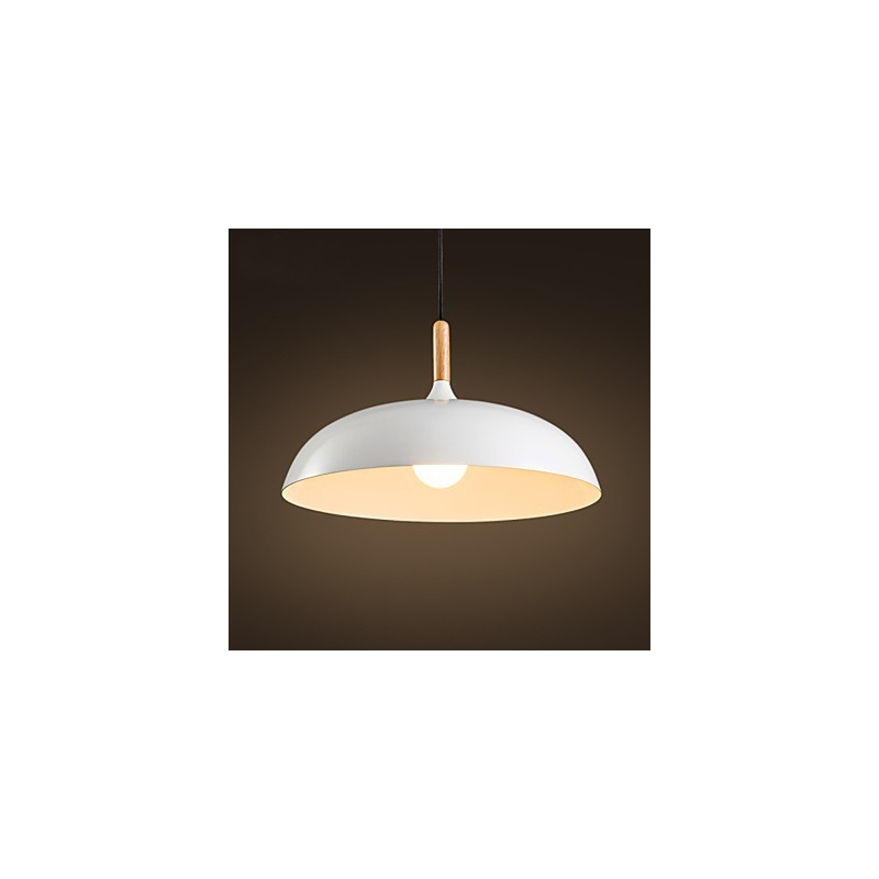 Lampada a sospensione retrò in legno e metallo, 1 luce, attacco E26/E27, cavo regolabile 100 cm