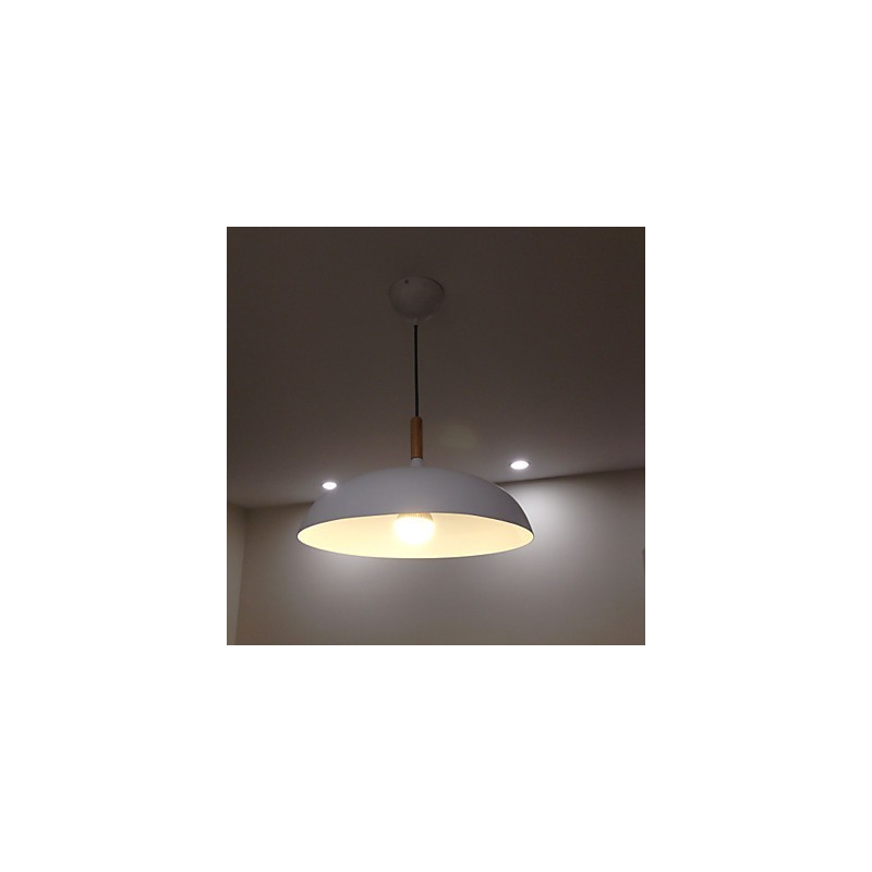 Lampada a sospensione retrò in legno e metallo, 1 luce, attacco E26/E27, cavo regolabile 100 cm